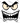 Furious Eyebrows Fanged Grin Monster Face Black Design